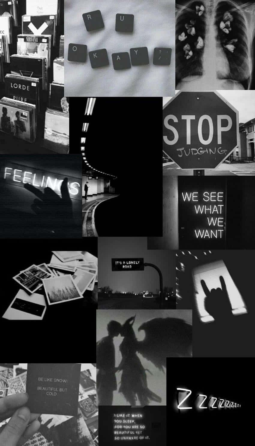 An Artistic Black And White Collage Background