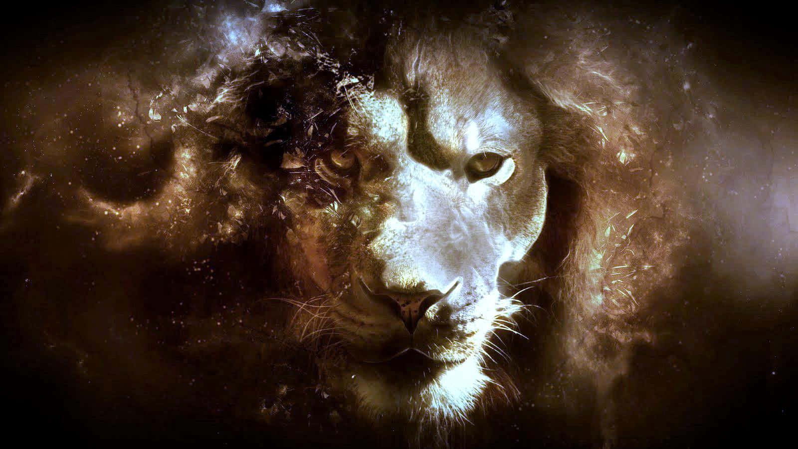 An Artistic Rendering Of A Roaring Lion Background