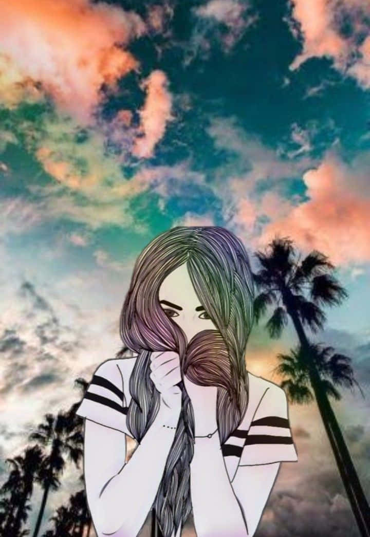 An Artistic Take On A Young Girl's World Background