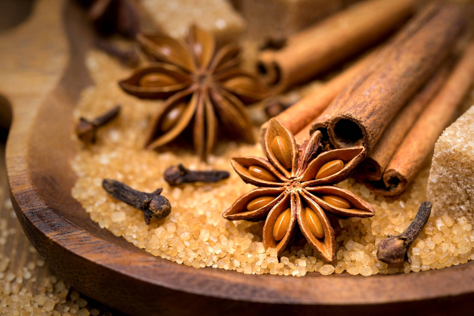 An Assortment Of Exotic Spices In Bowls Background