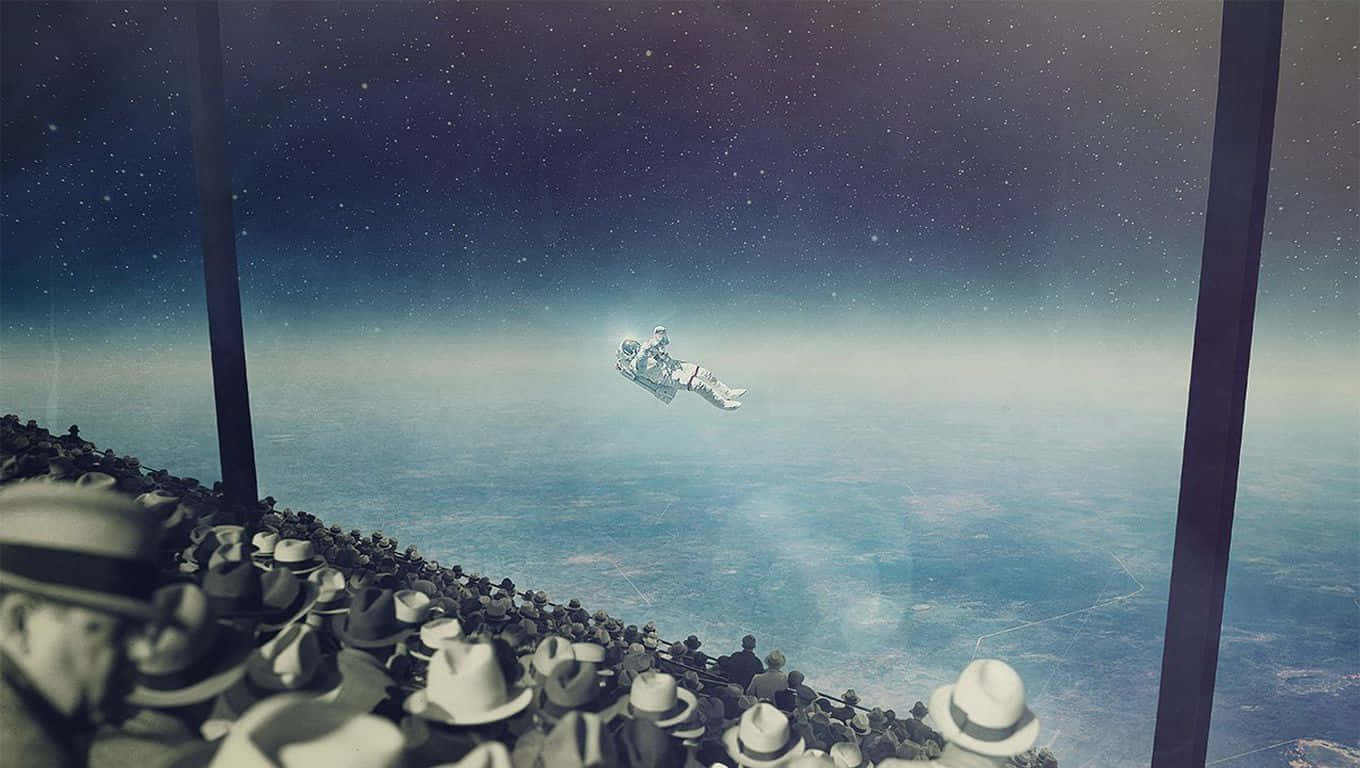An Astronaut Enjoying The Wonders Of Outer Space Background