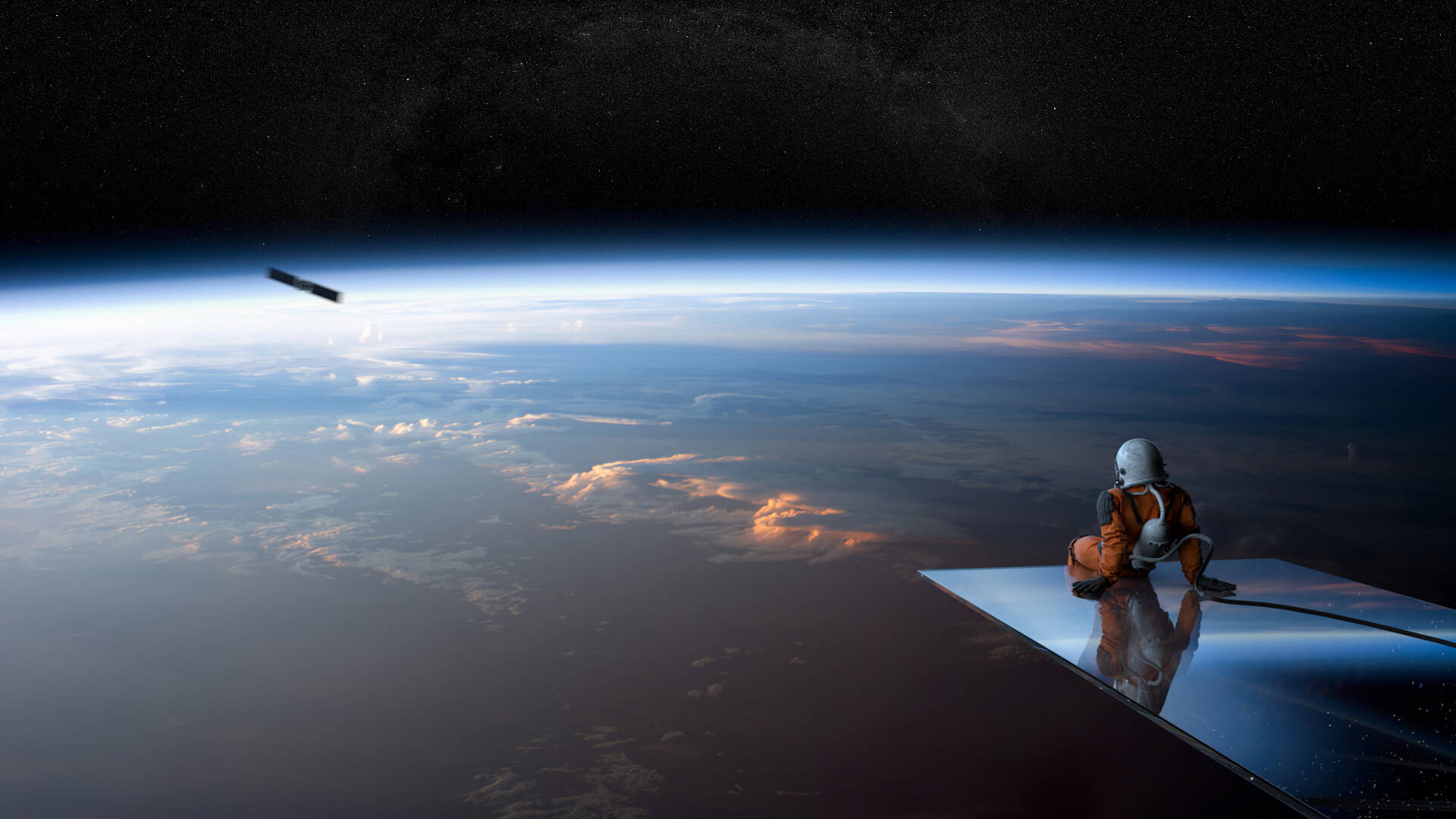 An Astronaut In Space Resting Background