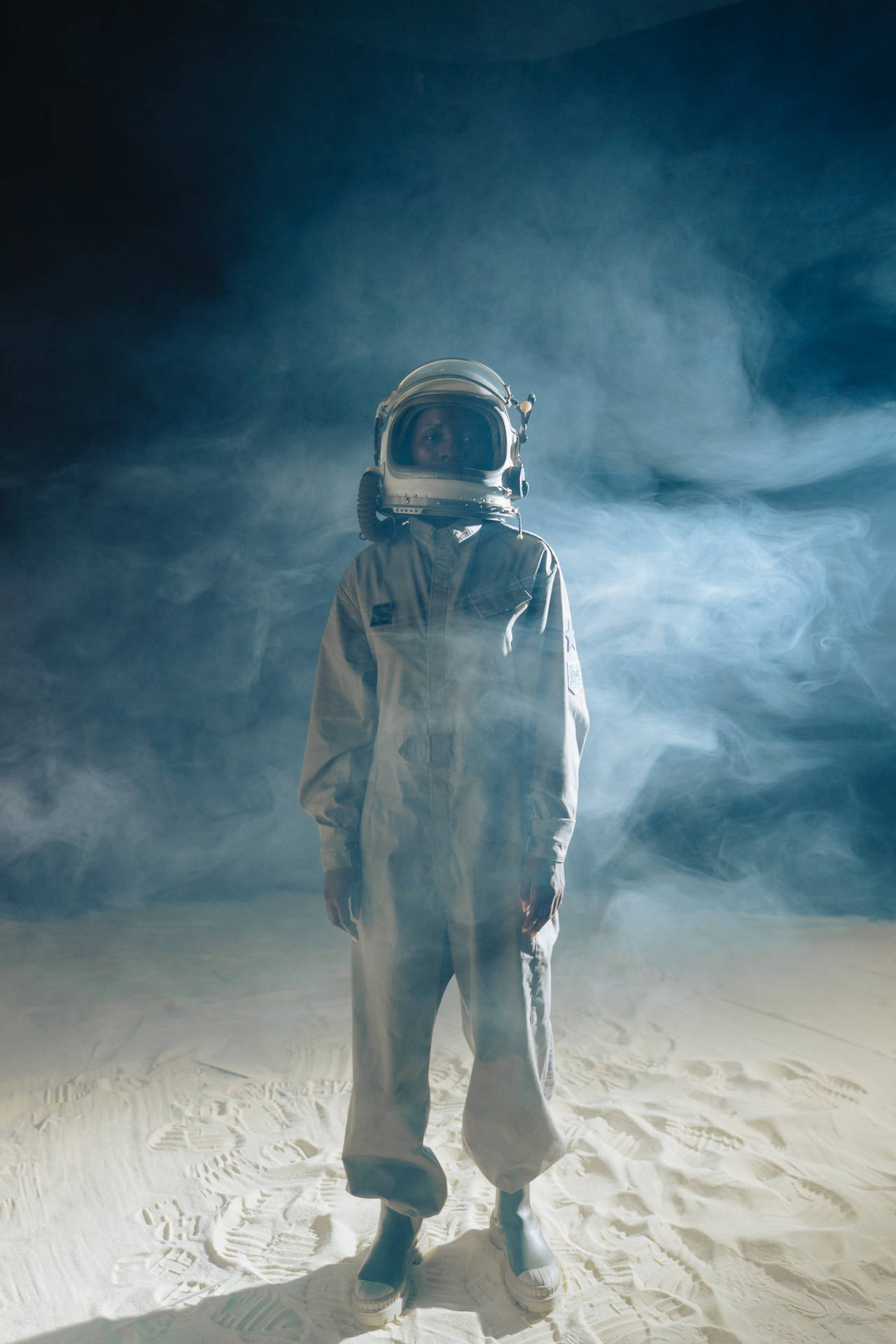 An Astronaut In Space Standing Still Background