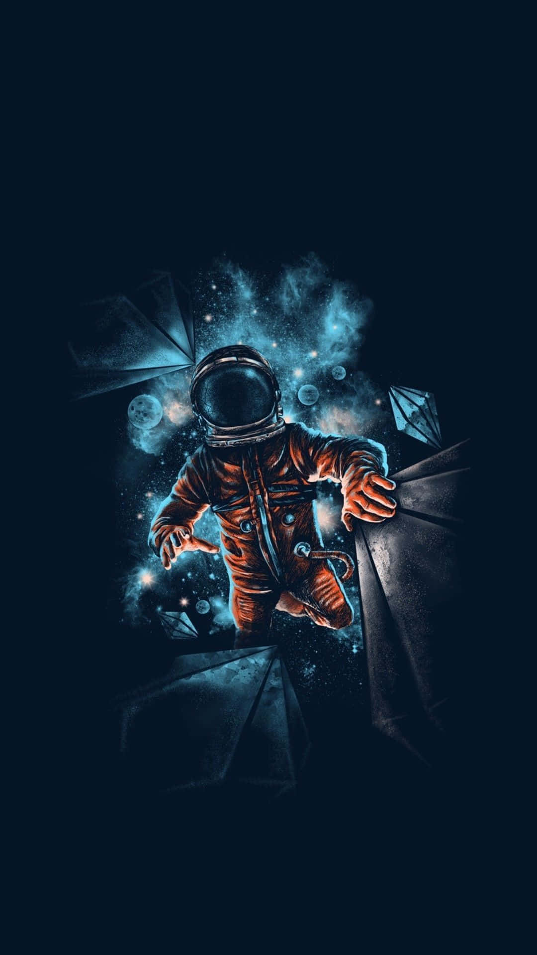 An Astronaut In Space With A Blue Background