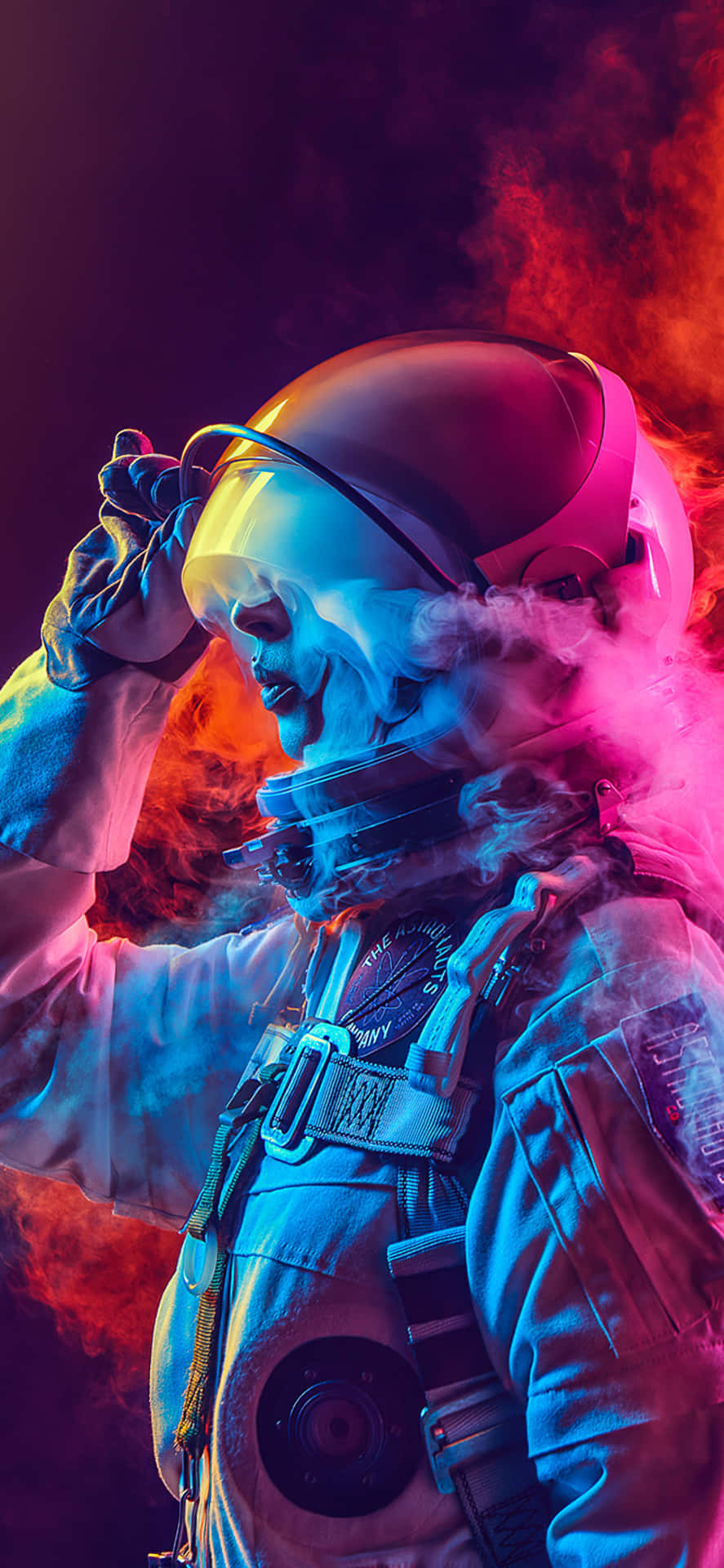 An Astronaut In Space With Smoke And Fire Background