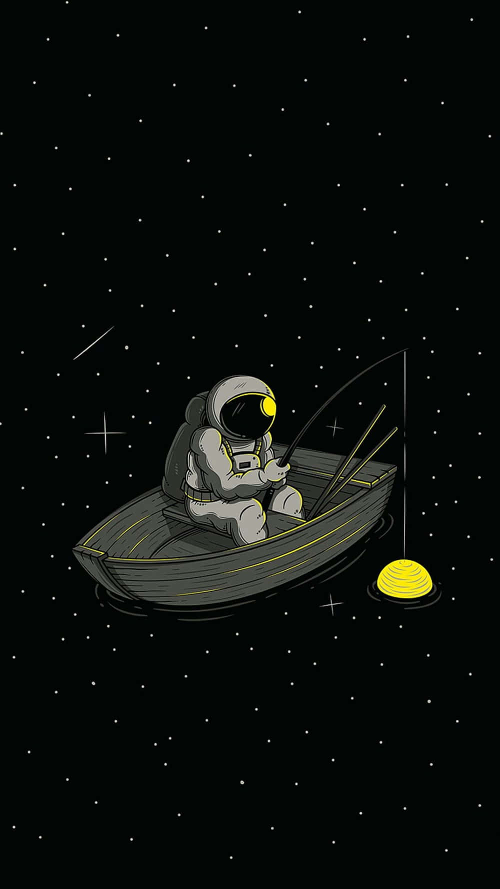 An Astronaut Is Fishing In A Boat
