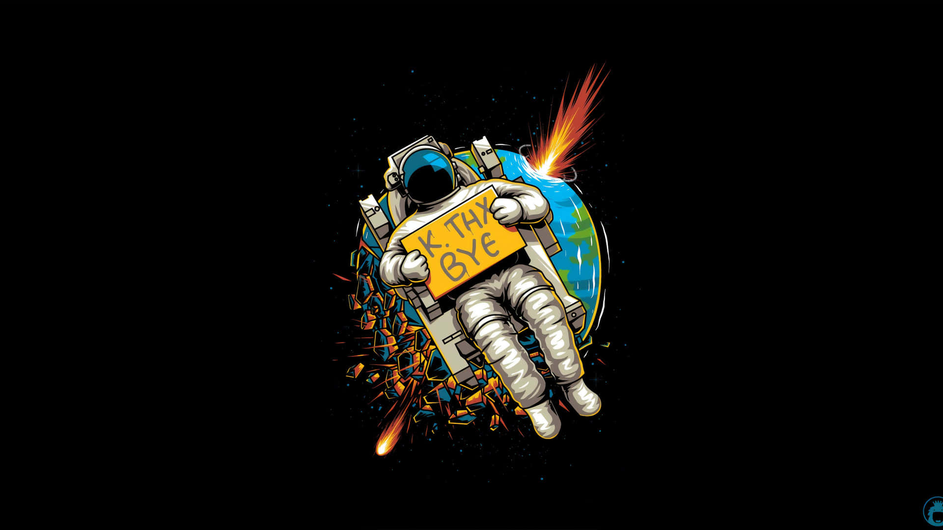 An Astronaut Is Flying In Space With A Rocket Background