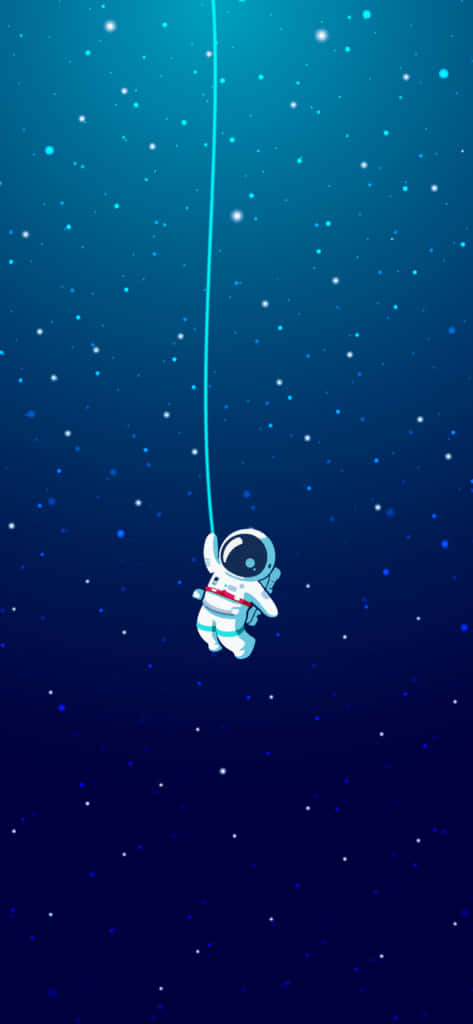 An Astronaut Is Hanging From A Rope In The Sky Background