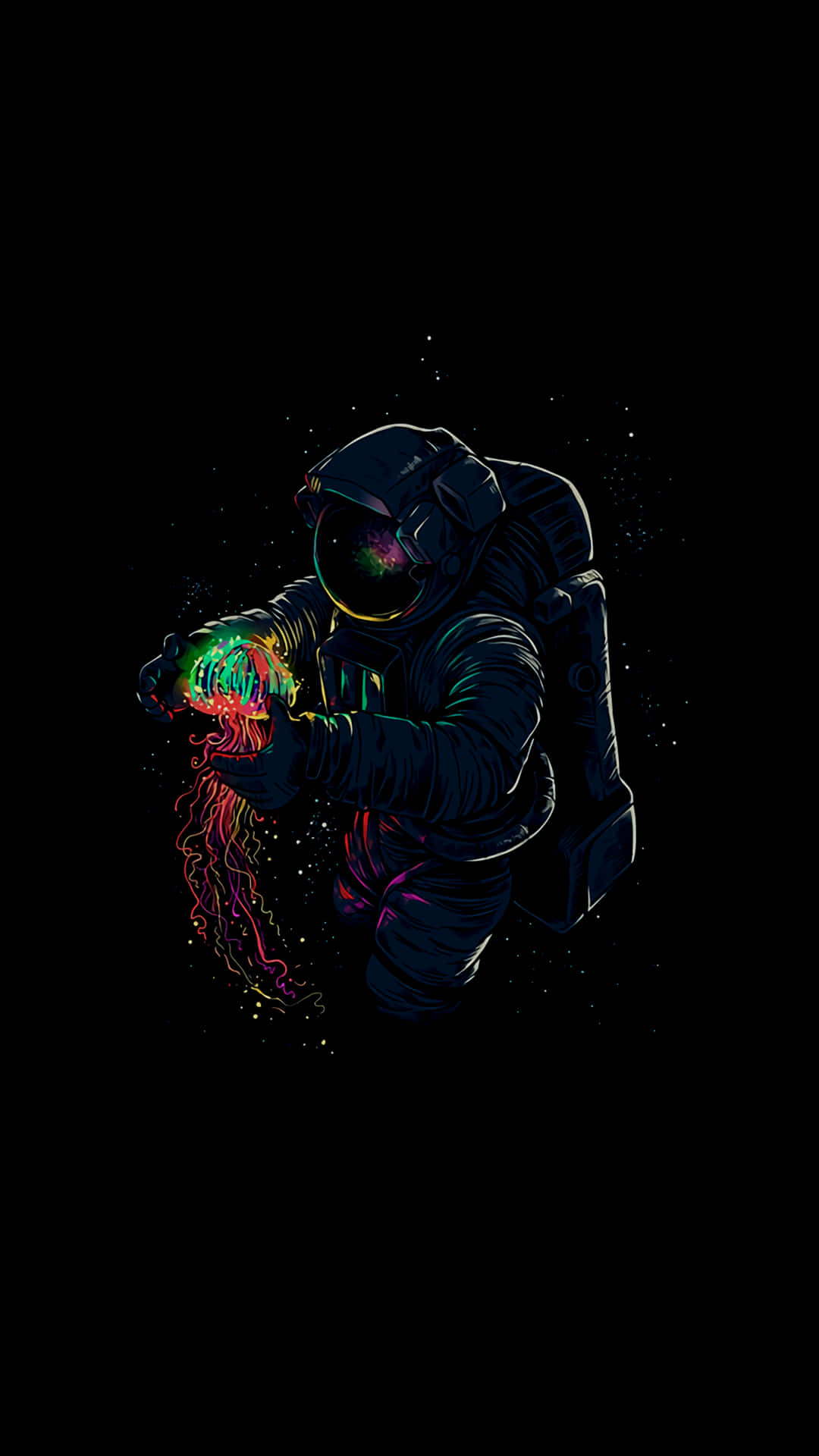 An Astronaut Is Holding A Colorful Ball Background