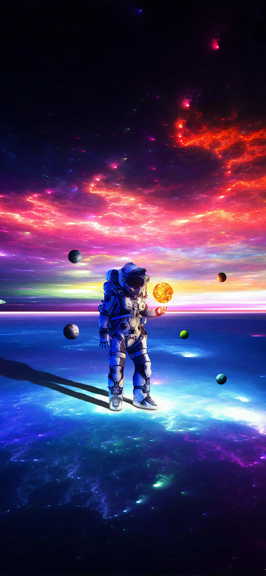 An Astronaut Is Standing In Space With Coins Background