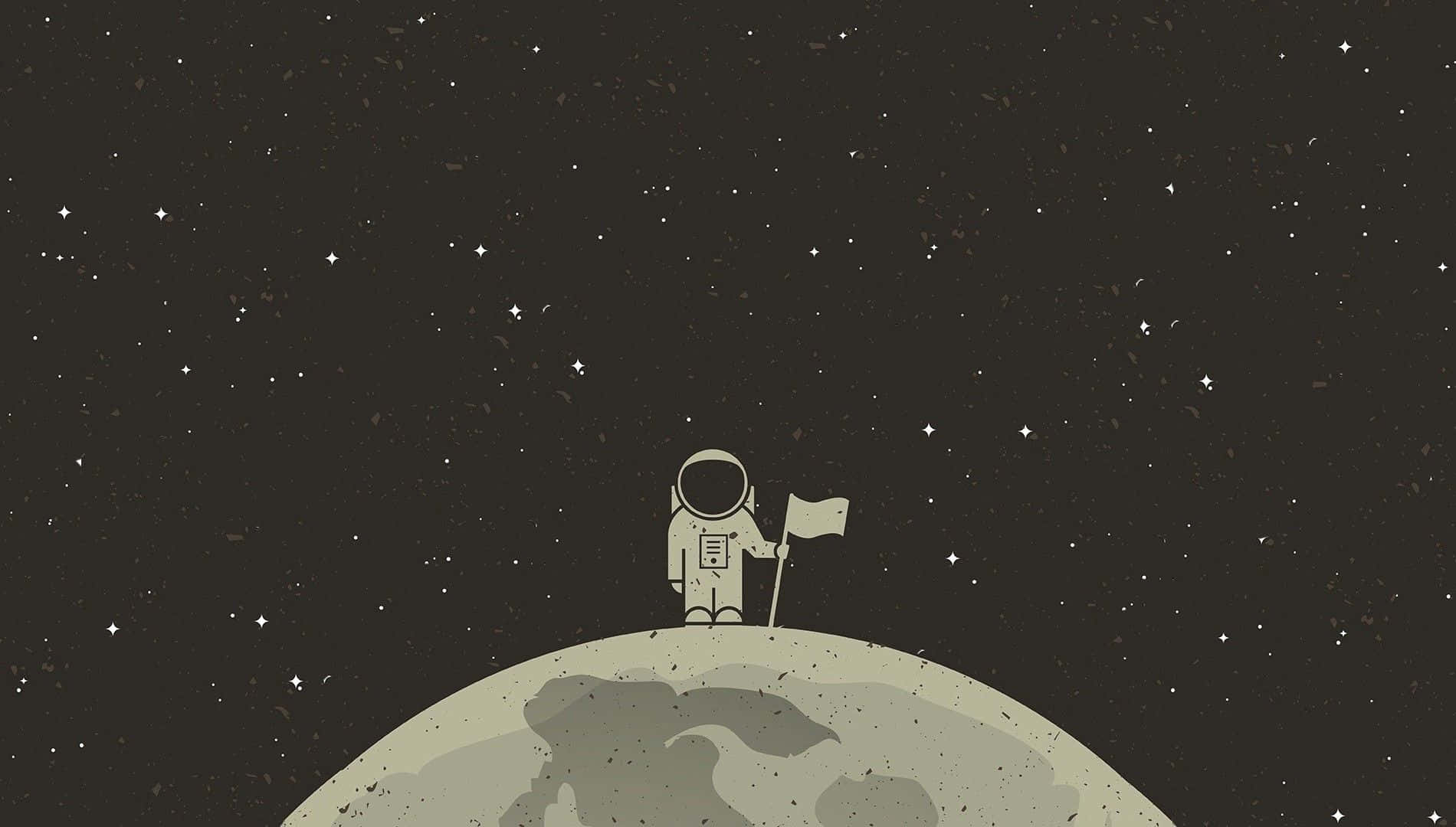 An Astronaut Standing On Top Of The Moon
