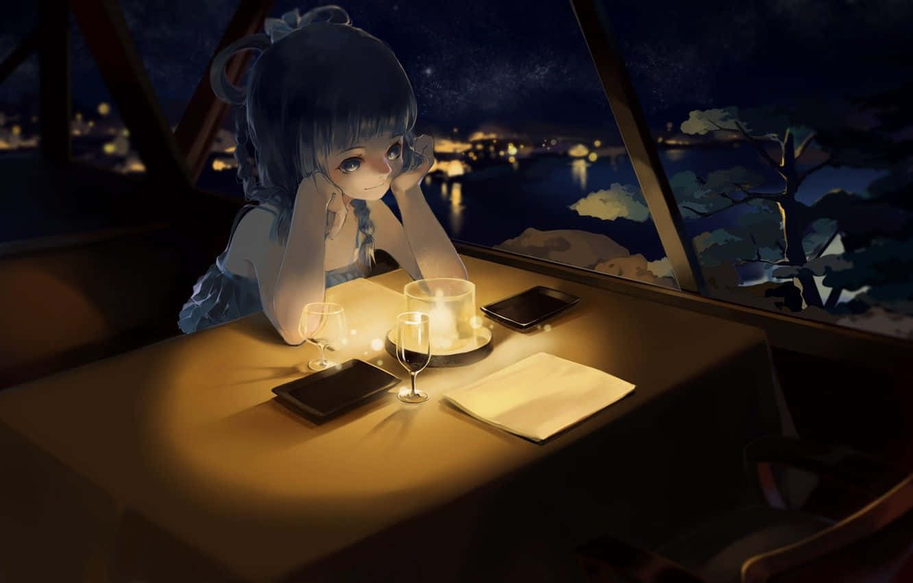 An Authentic Cafe Anime Experience Background