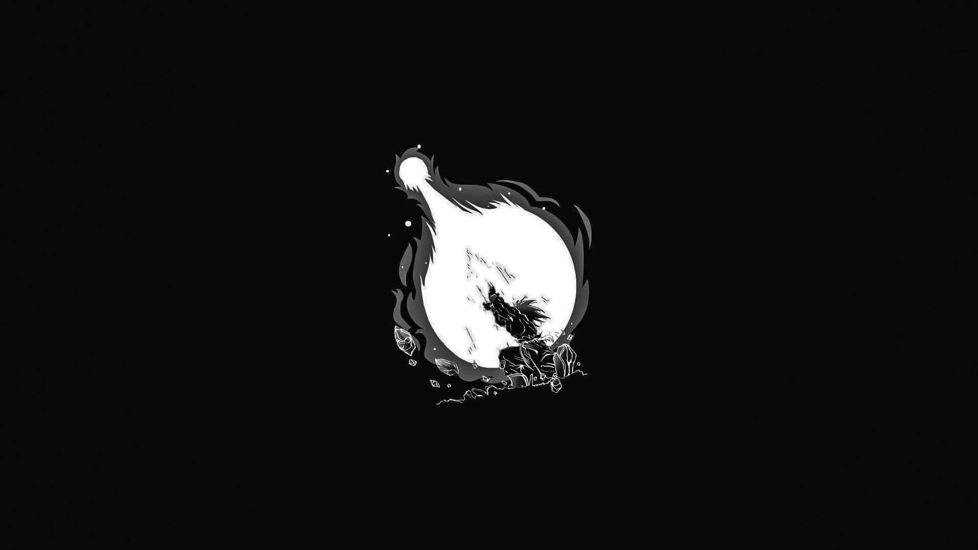 An Awesome Moment Of Goku Super Saiyan In Dragon Ball Black And White Background