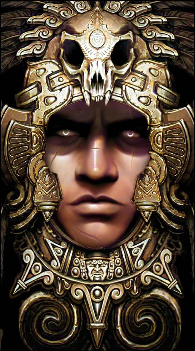 An Aztec Warrior Readying Their Spear For Battle Background