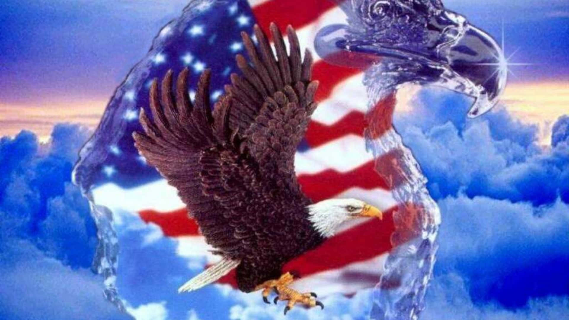 An Eagle With An American Flag On It Background