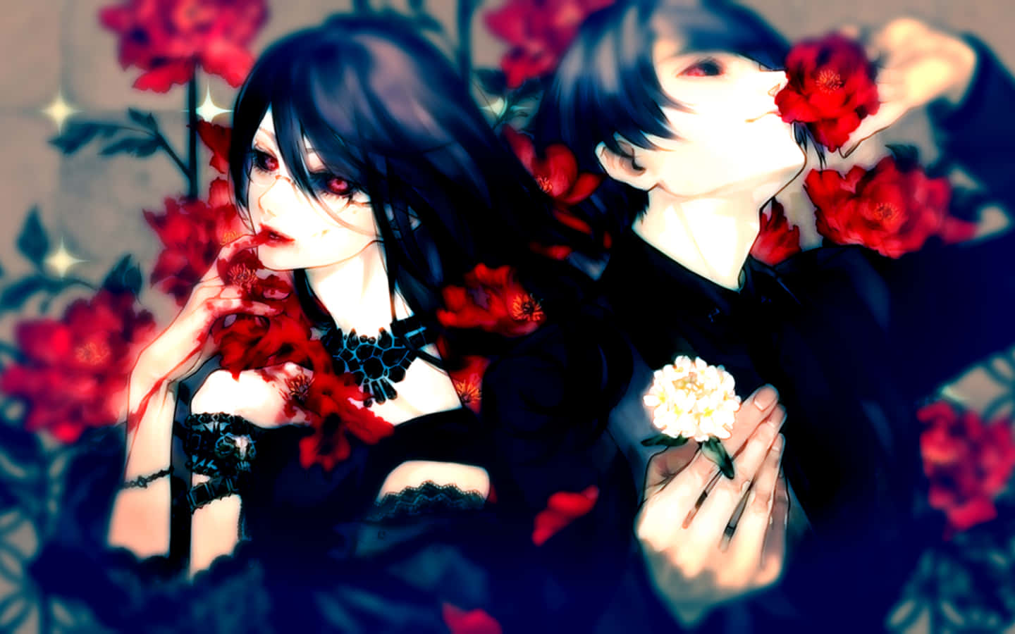 An Eerie Midnight Stroll Through Tokyo Ghoul Flower Background