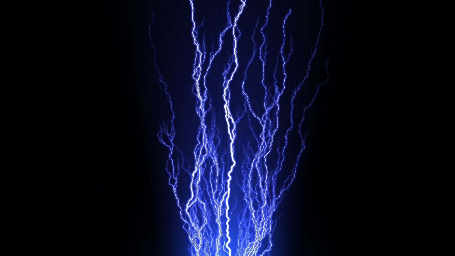 An Electric-blue Streak Of Lightning Pierces A Clear Night Sky Background