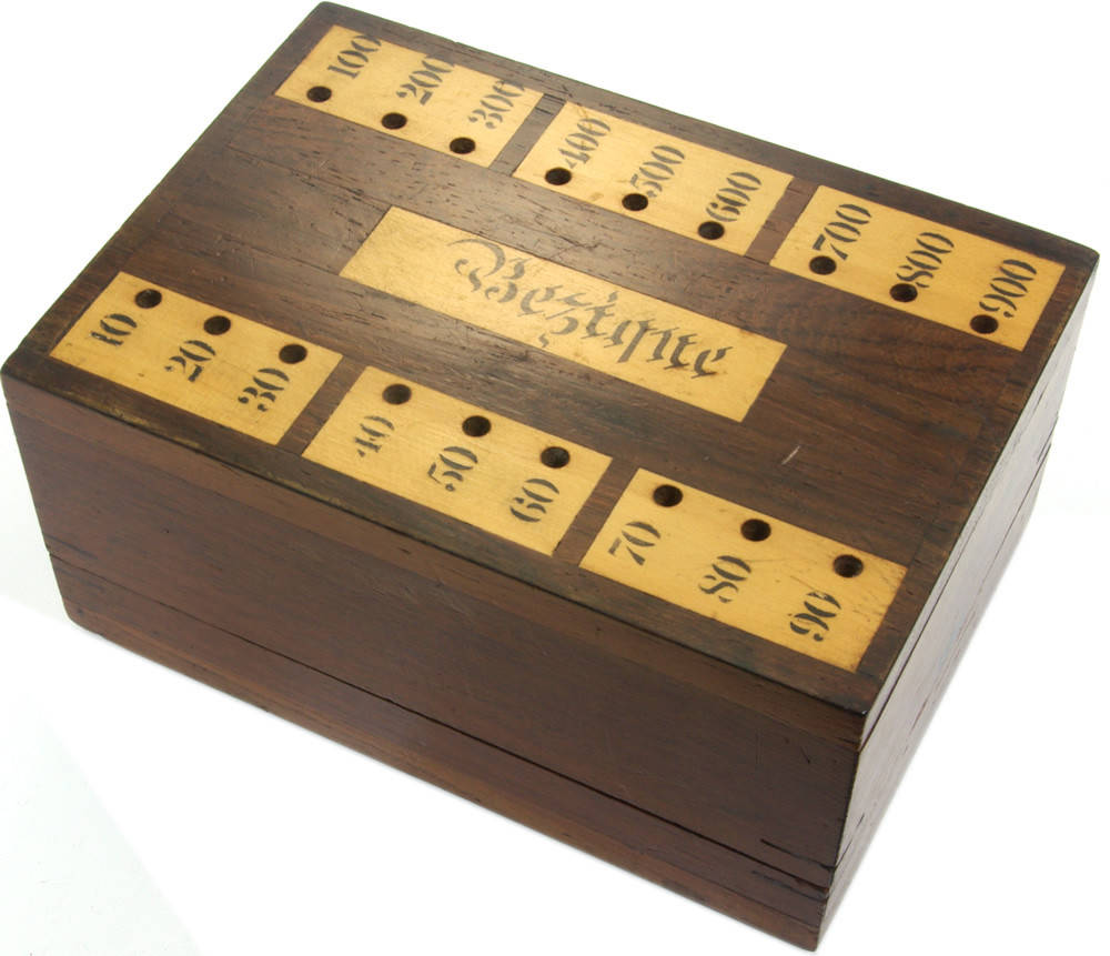 An Elegant Dark Brown Bezique Game Box.