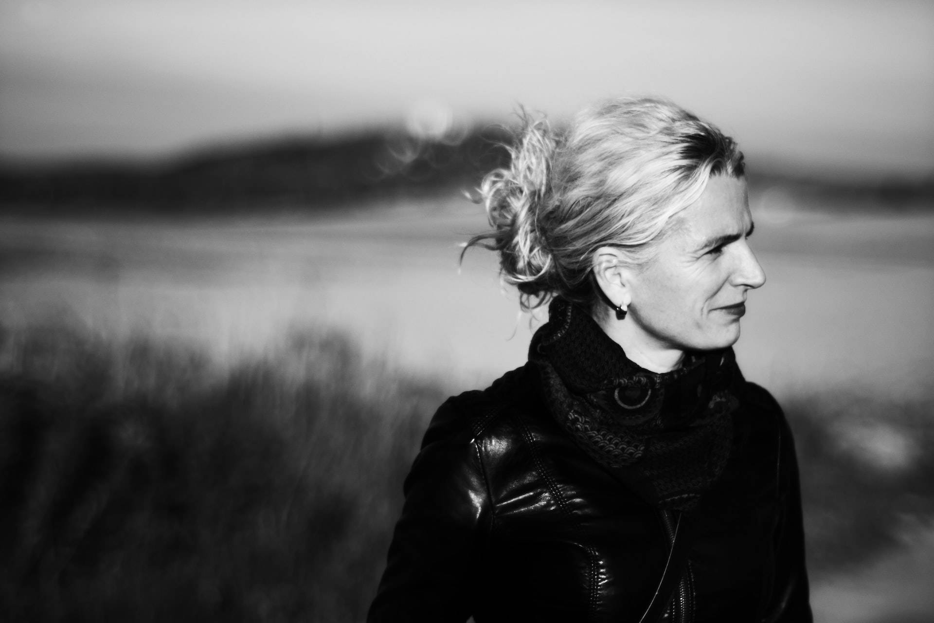 An Elegant Older Woman Captured In A Timeless Black And White Portrait