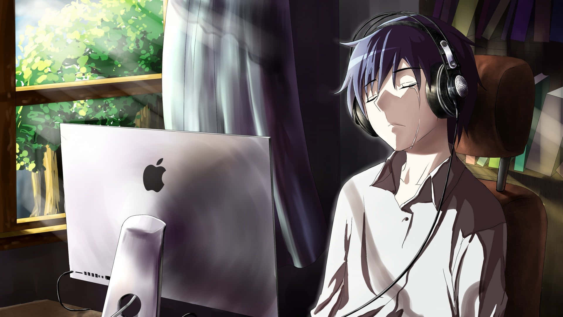 An Emo Anime Boy In Search Of Answers Background