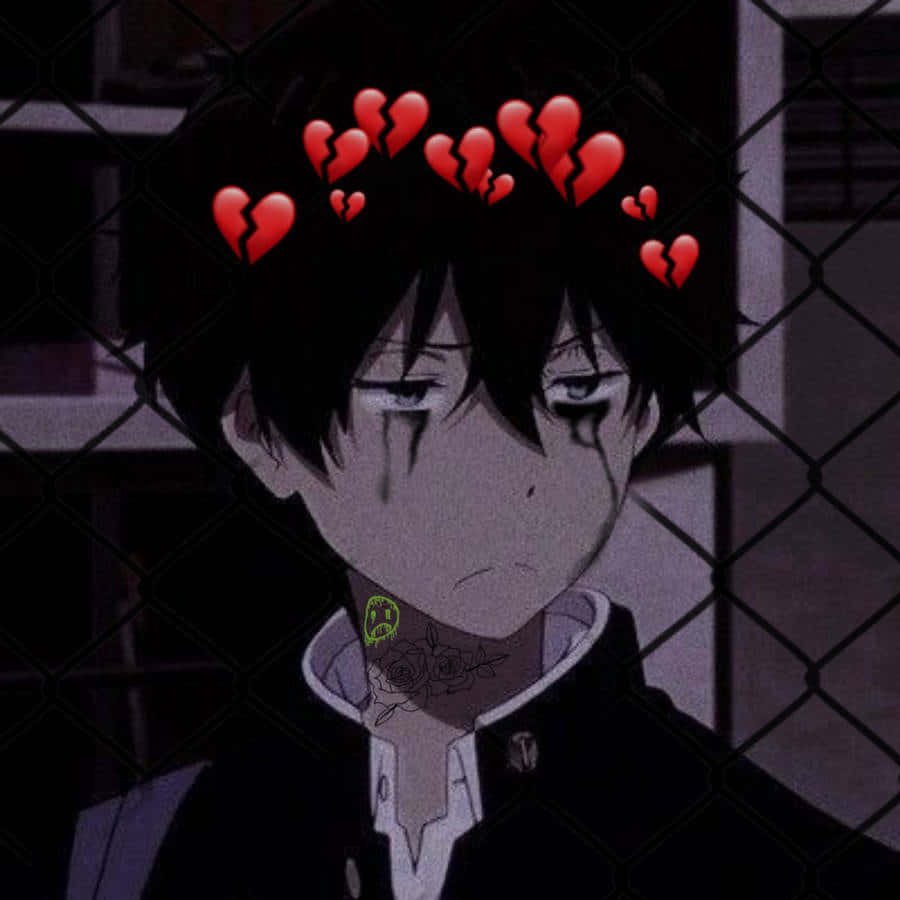 An Emo Anime Boy With A Look Of Sadness Background