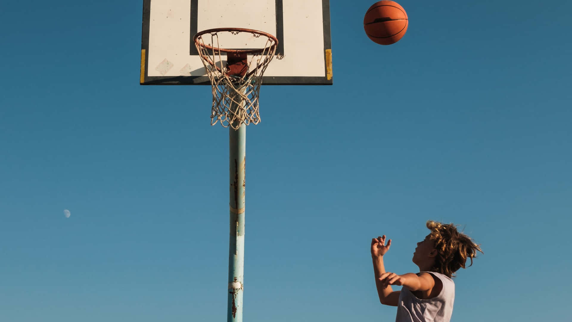 An Empty Basketball Court Waiting For The Next Game. Background