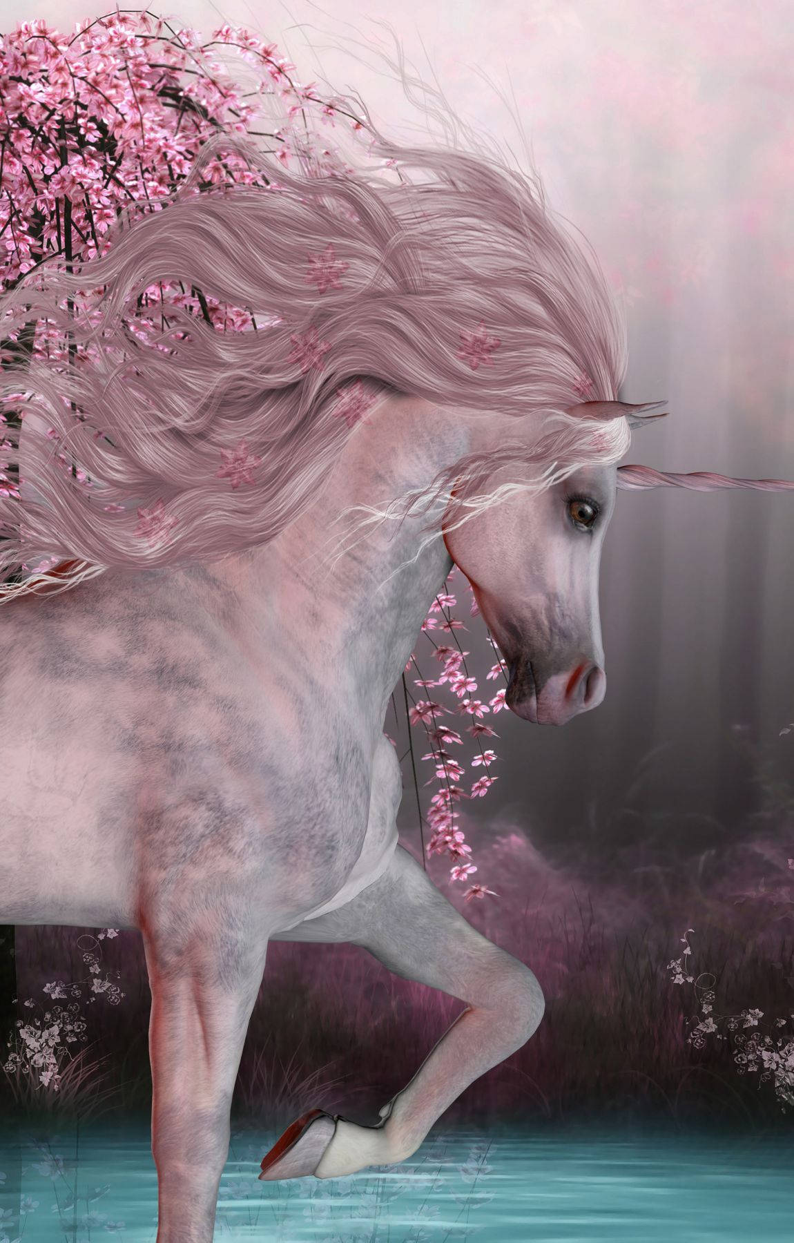 An Enchanted Unicorn Takes Flight Into The Night Background