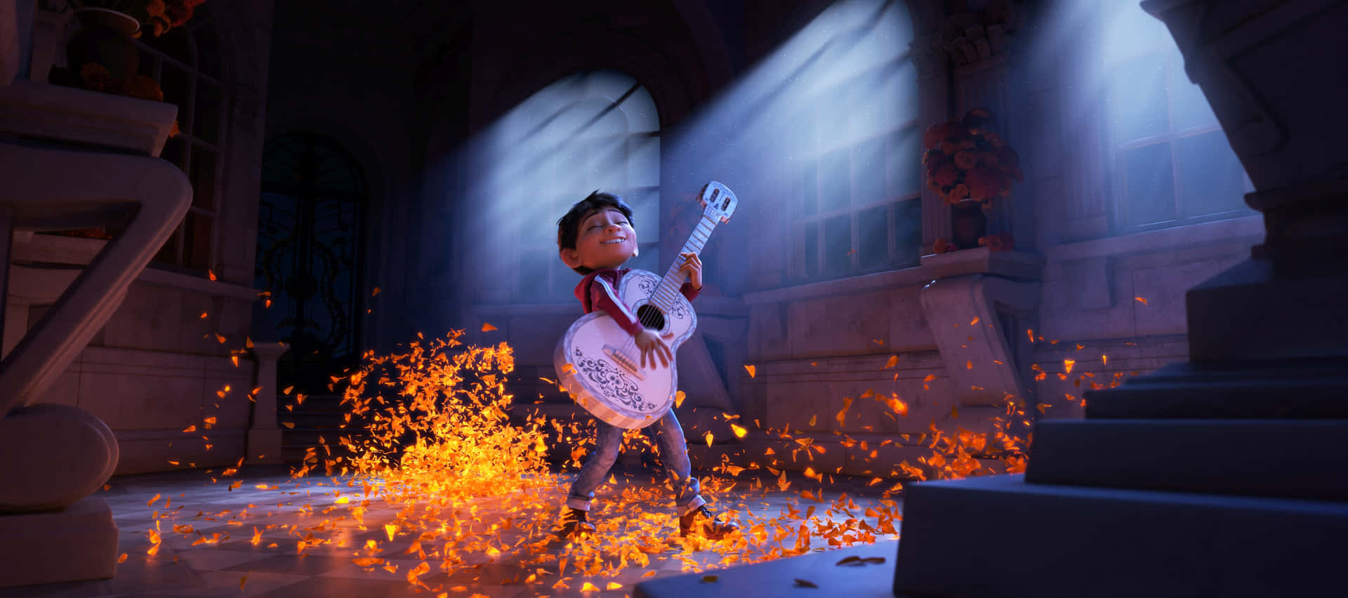 An Enchanting Scene From Disney's Coco Background