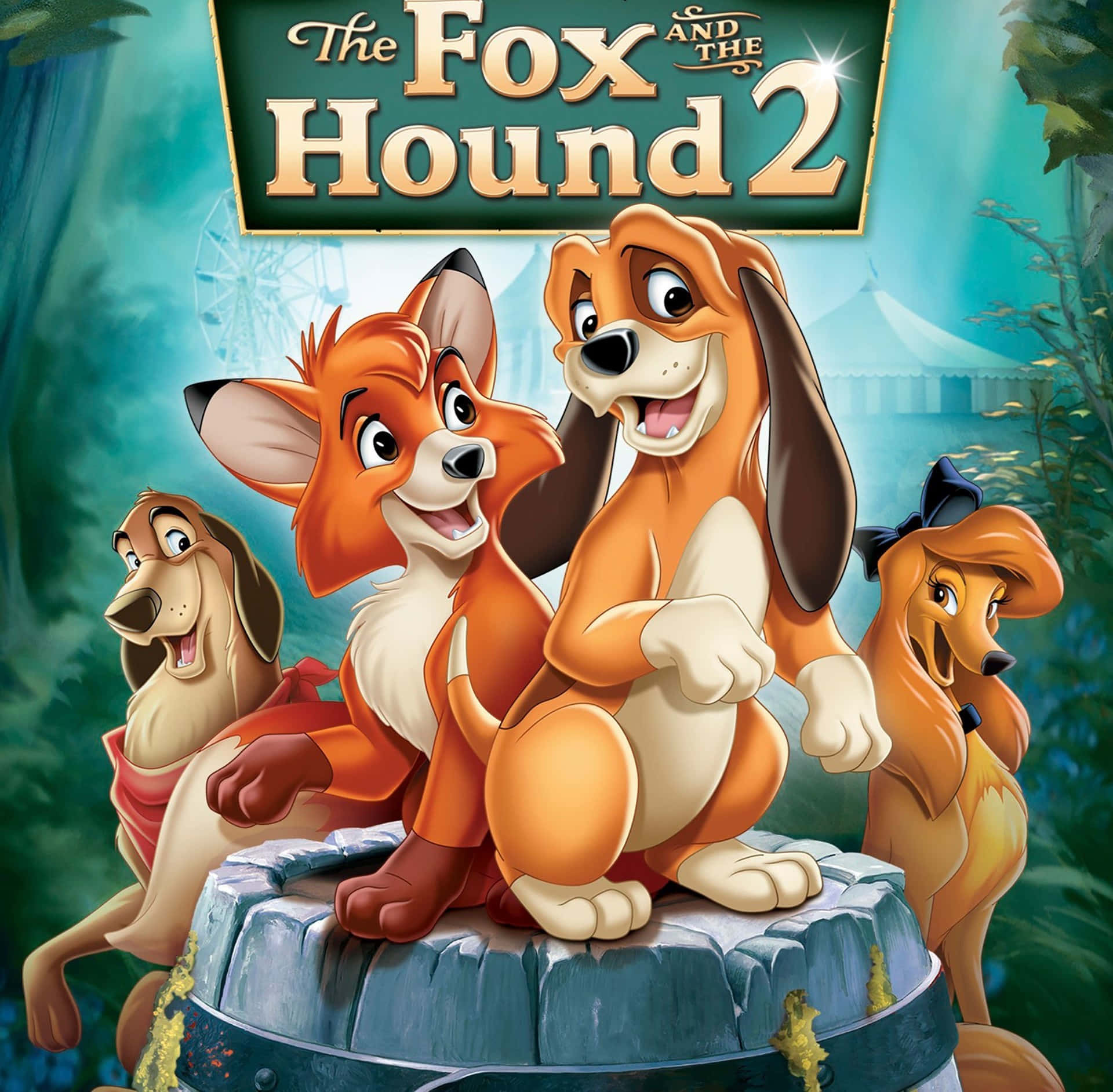 An Endearing Moment Between The Fox And The Hound Background