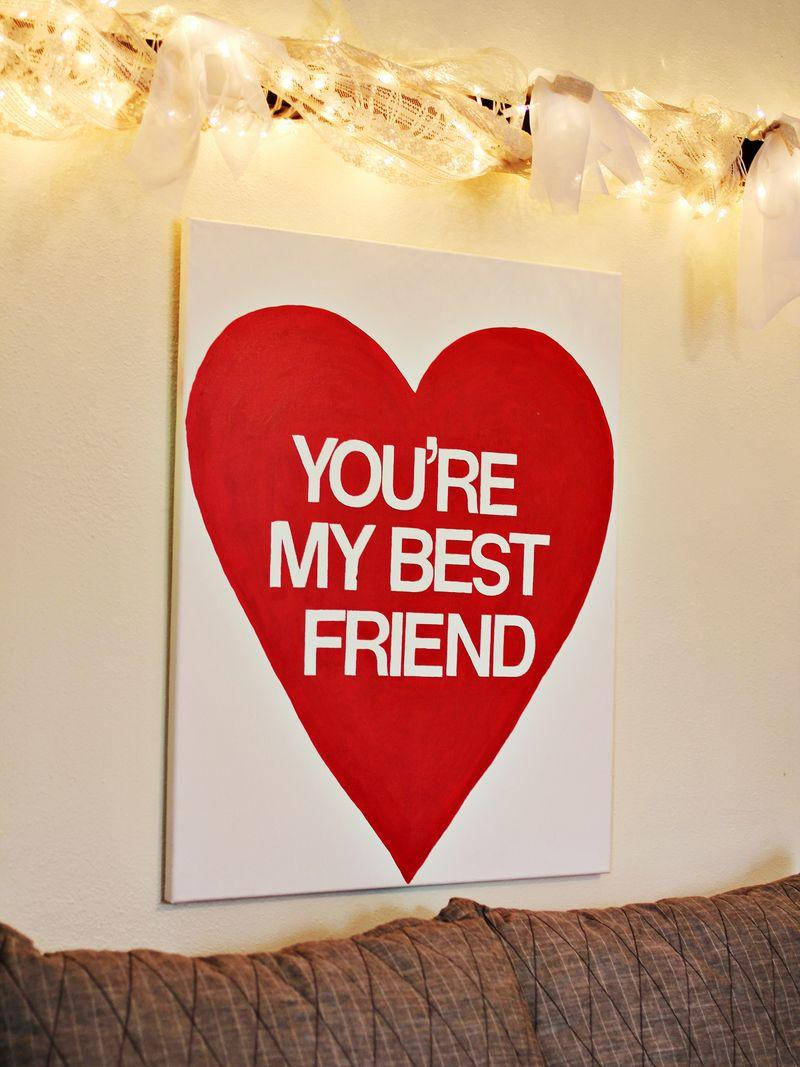 An Endearing Shot Of A Colorful Bff Wall Decoration On A Wooden Background. Background