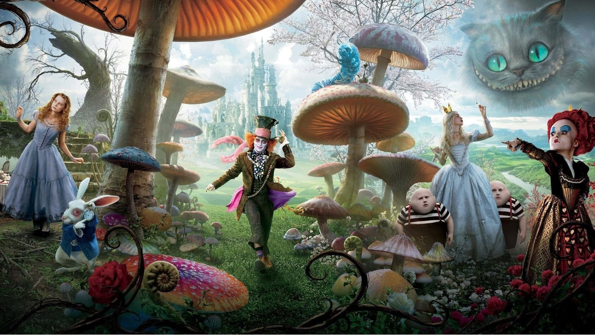 An Endless Dreamy Journey With Alice In Wonderland Background