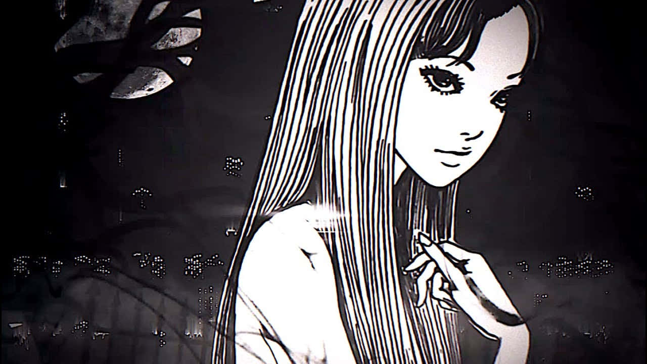 An Enigmatic, Gothic Image Of A Mysterious Girl Named Tomie Background
