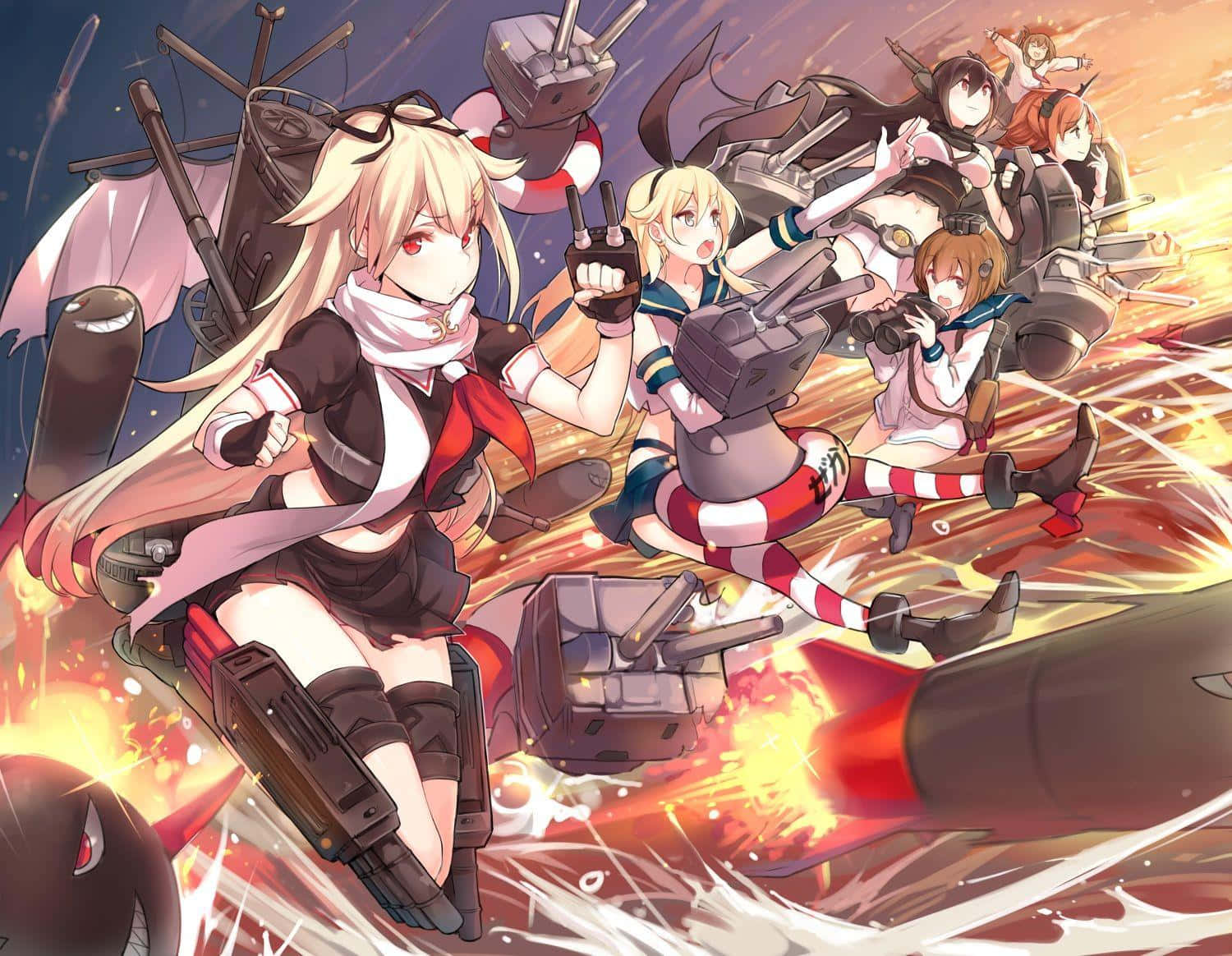 An Epic Battle Between The Fleet Girls Of Kancolle Background