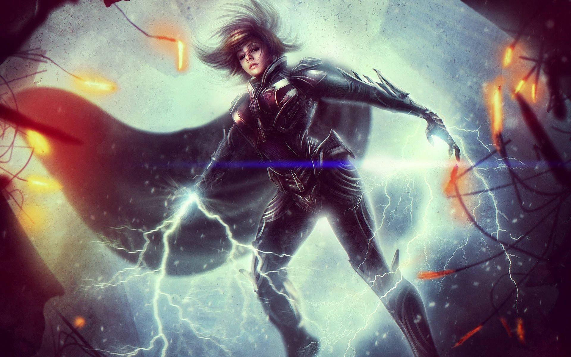 An Epic Battle Unfolds In Dc Universe Online - Dynamic Superhero Fanart Background