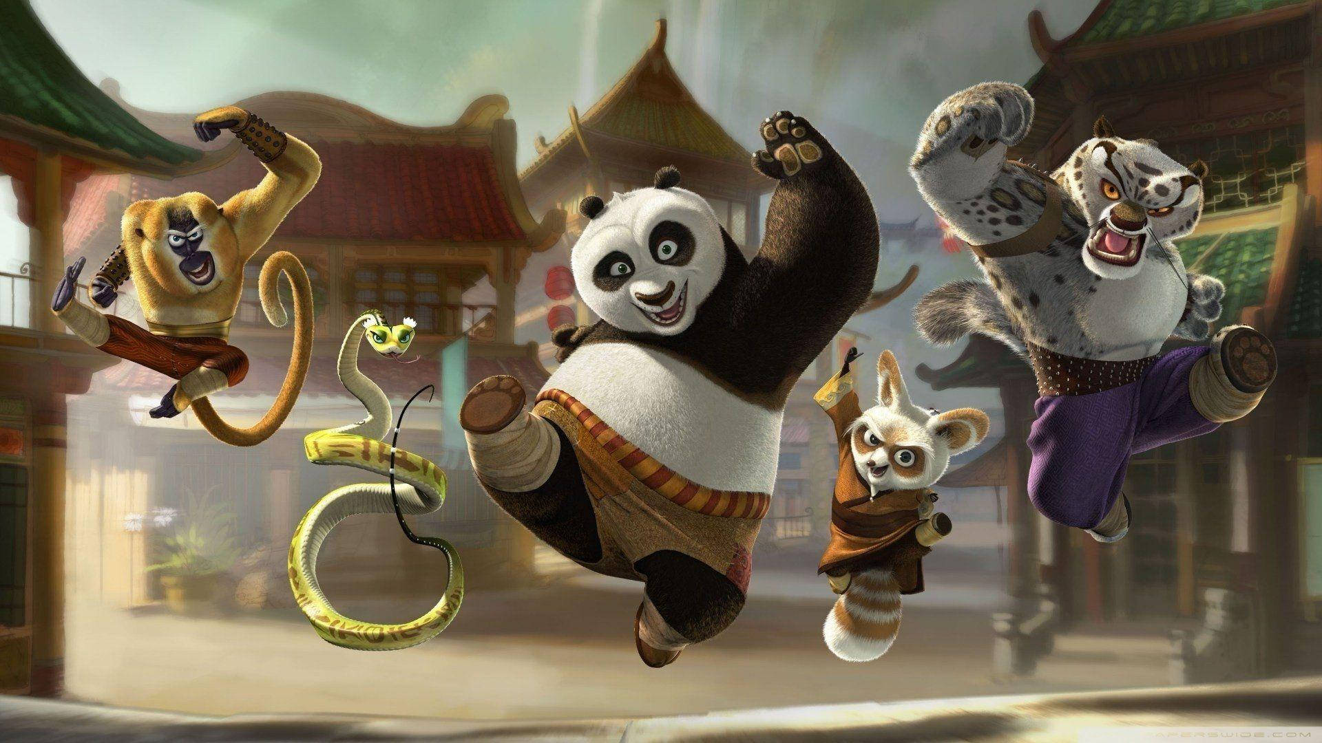 An Epic Confrontation In Kung Fu Panda - Master Shifu, Tai Lung And Po Background