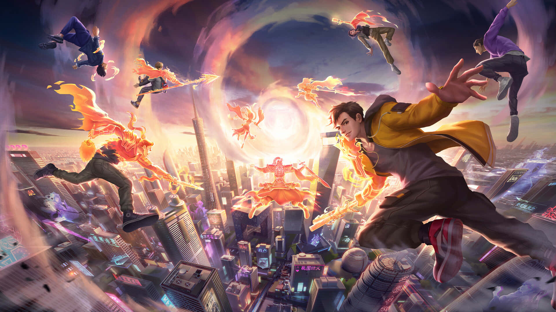 An Epic Scene From The Video Game League Of Legends Background