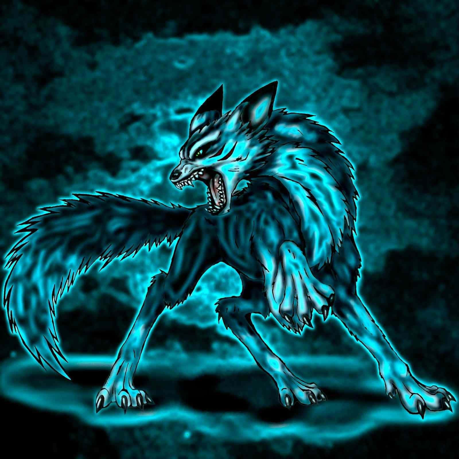 An Epic Wolf Howling In The Night. Background