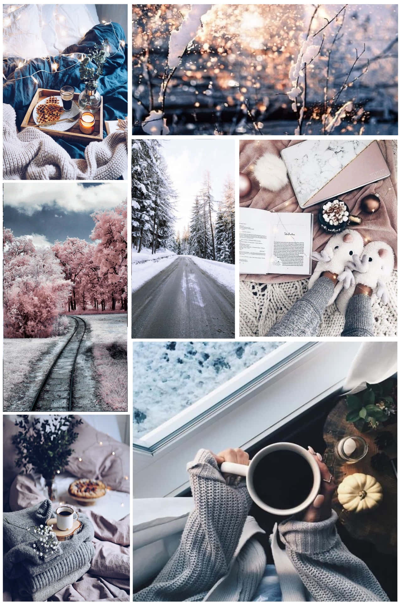 An Ethereal Winter Wonderland In The Form Of A Collage Background