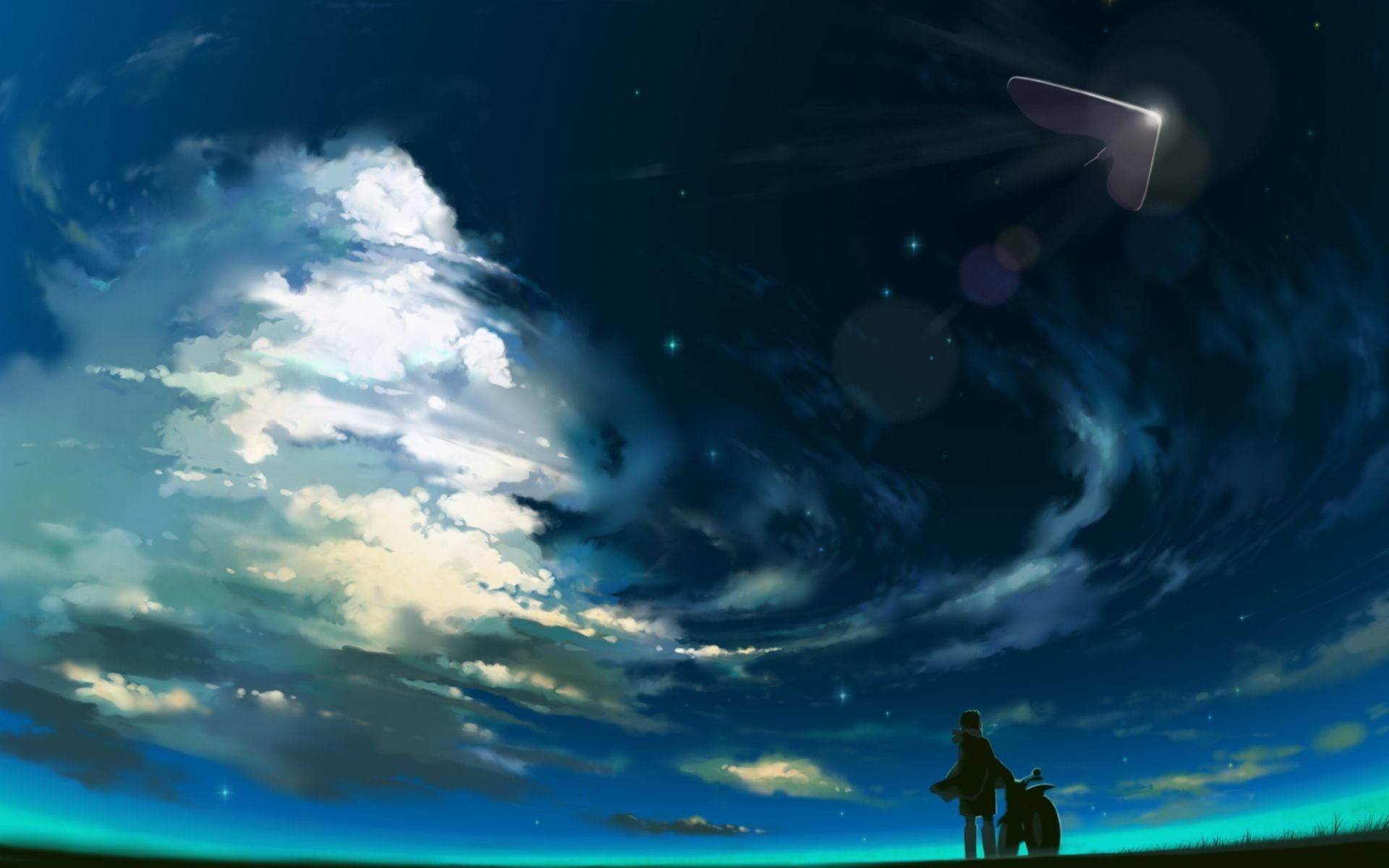 An Evocative, Serene Blue Anime Scene Background