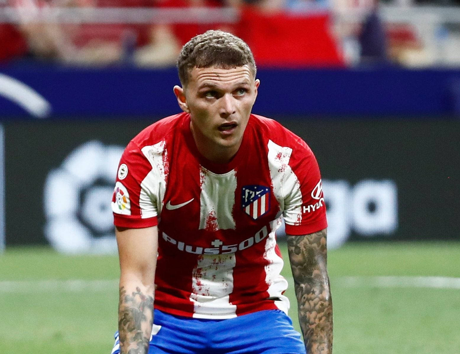 An Exhausted Kieran Trippier After A Match Background