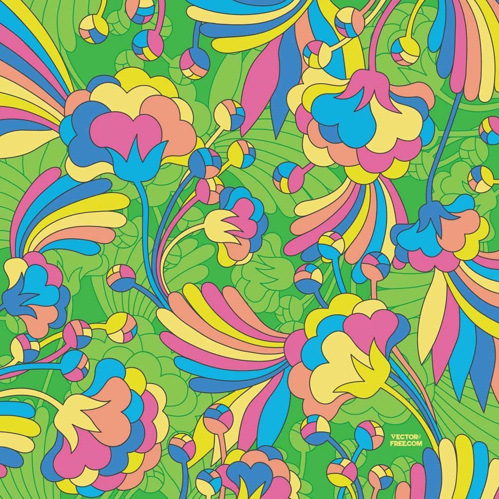 An Explosion Of Color In The 1960s Psychedelic Scene Background