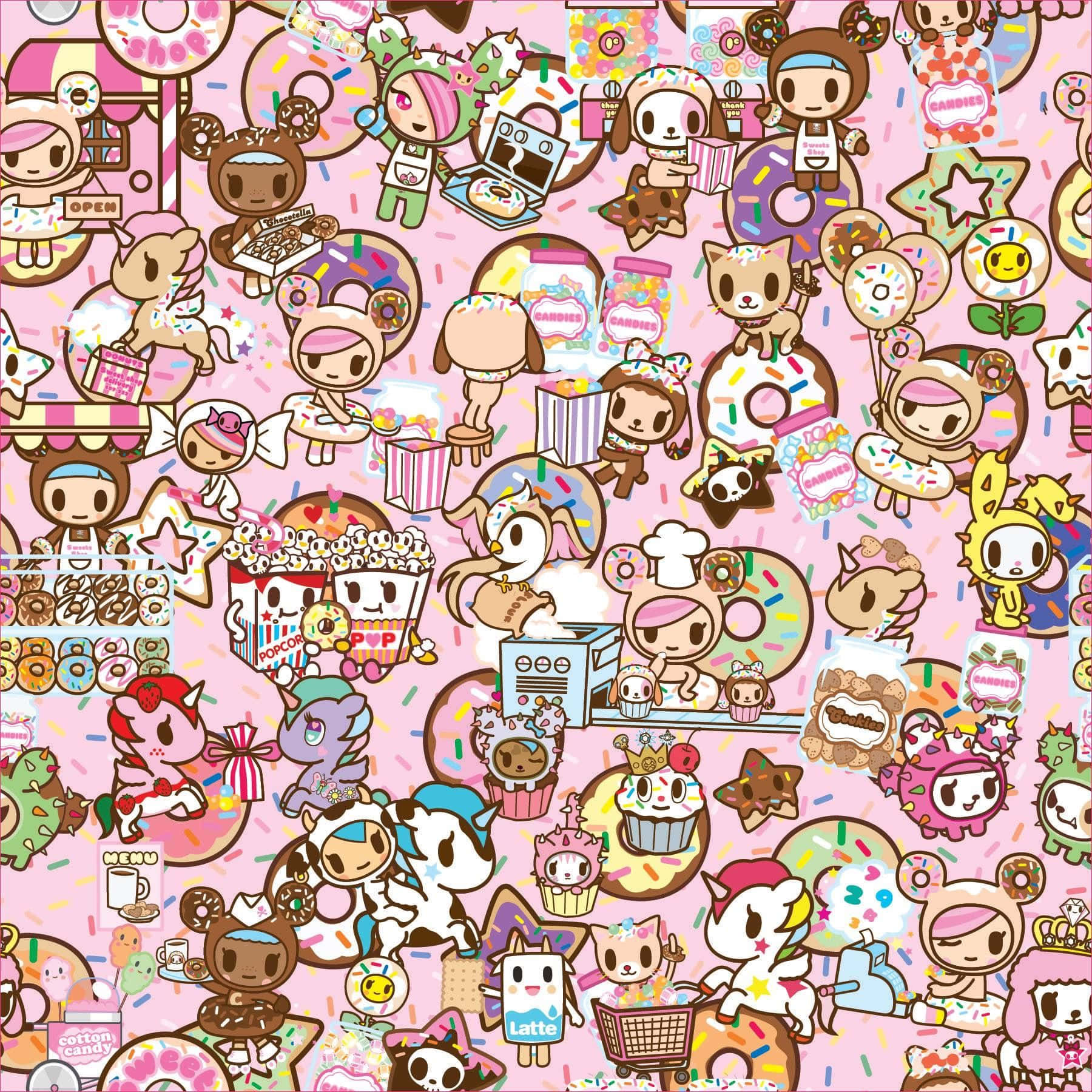 An Eye-catching Design Featuring Colorful Tokidoki Characters Background