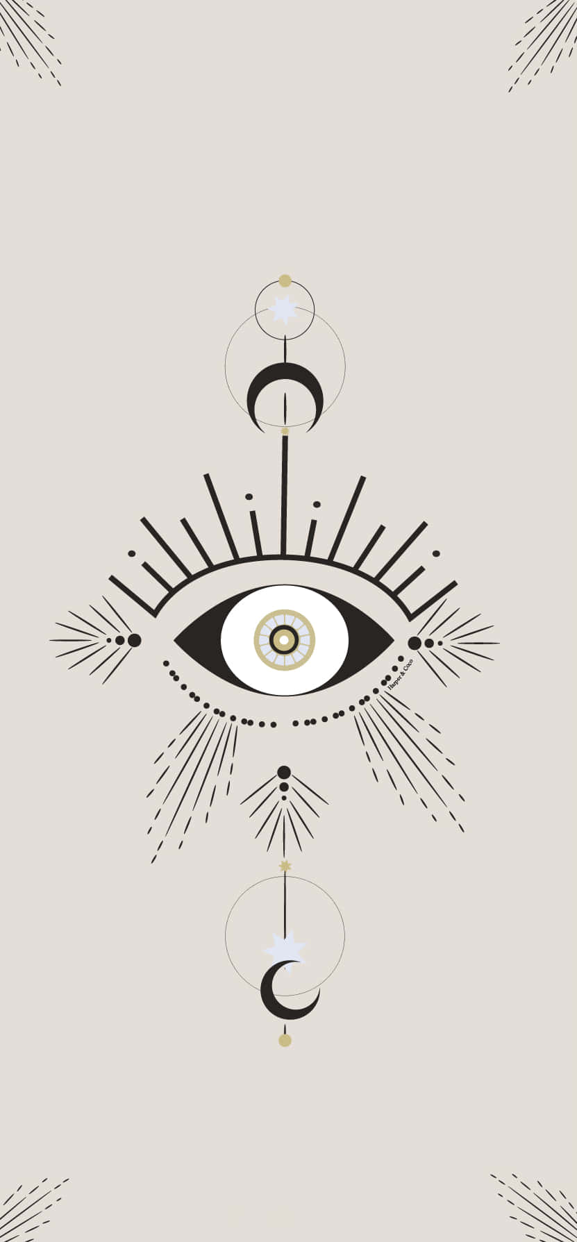 An Eye With A Crescent And Stars On It Background