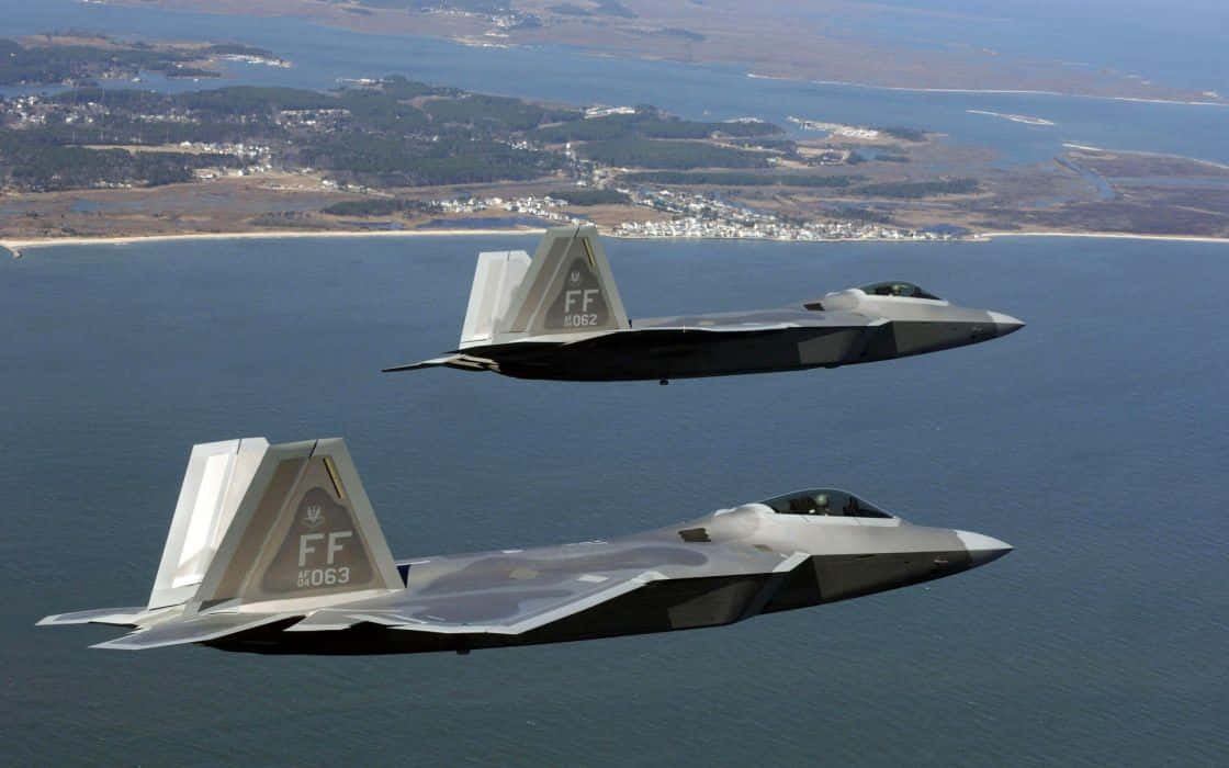 An F-22 Raptor Taking Flight