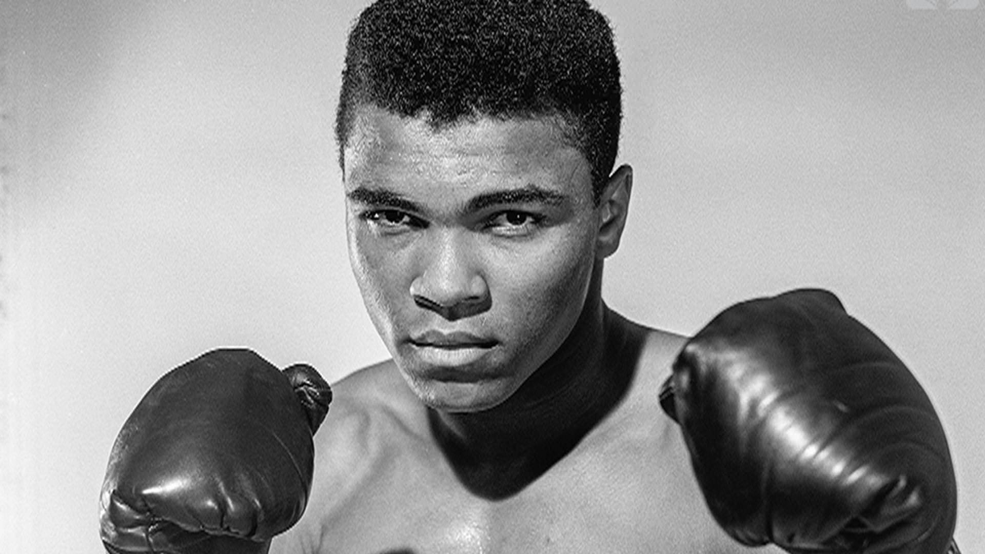 An Iconic Greyscale Portrait Of Muhammad Ali Background
