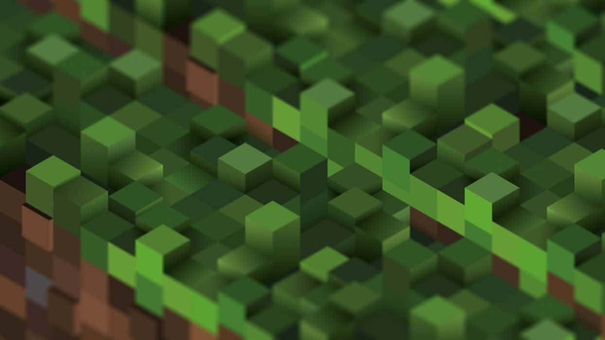 An Image Of A Grass Block In Minecraft Background