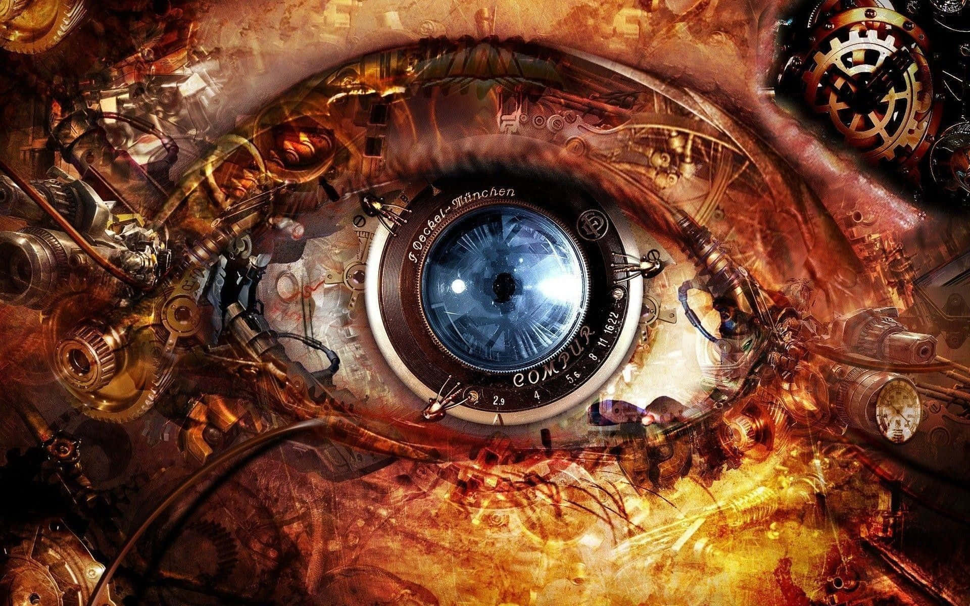 An Image Of An Eye With Many Different Things In It Background