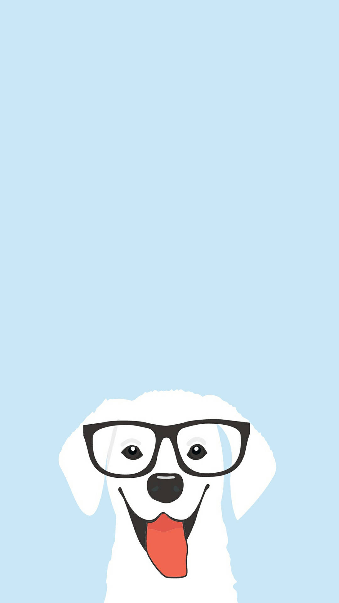 An Intelligent White Cartoon Dog With Eyeglasses Background