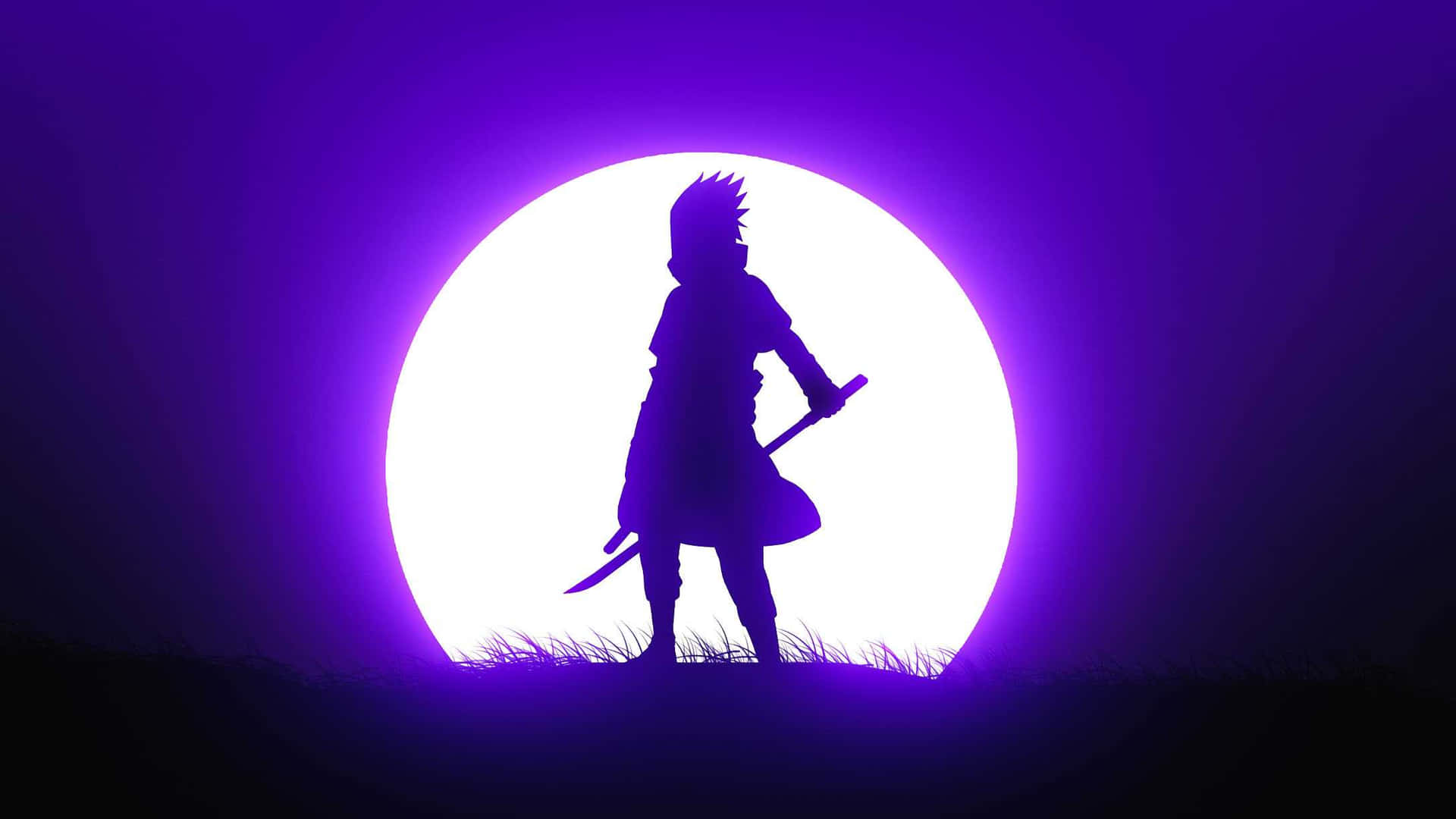 An Intense, Imposing Look From Purple Sasuke Background