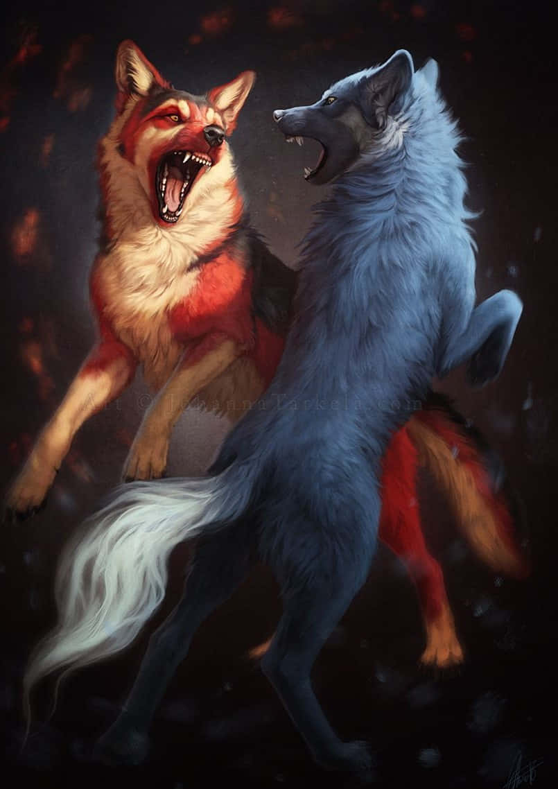 An Intense Masterpiece - Water And Fire Wolf Background